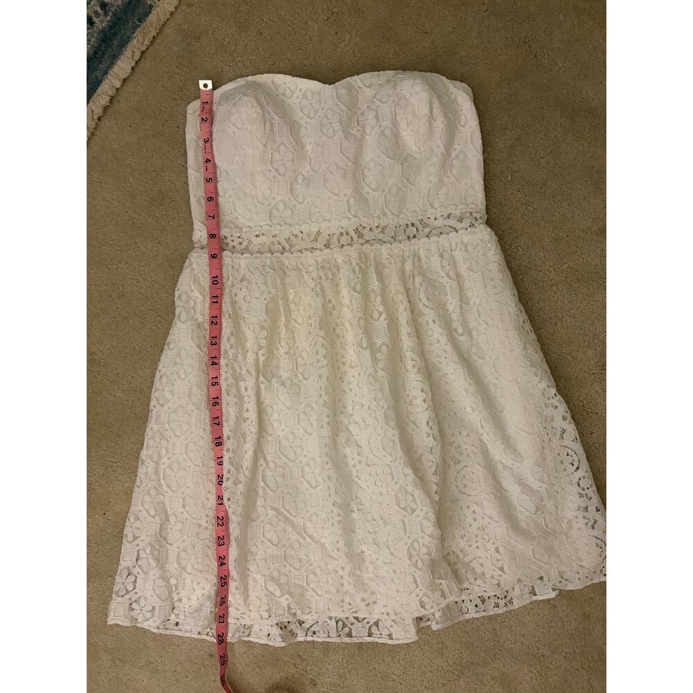 LILLY PULITZER Brett Strapless Lace Dress White Size L Wedding Bridal Pockets - Picture 9 of 14